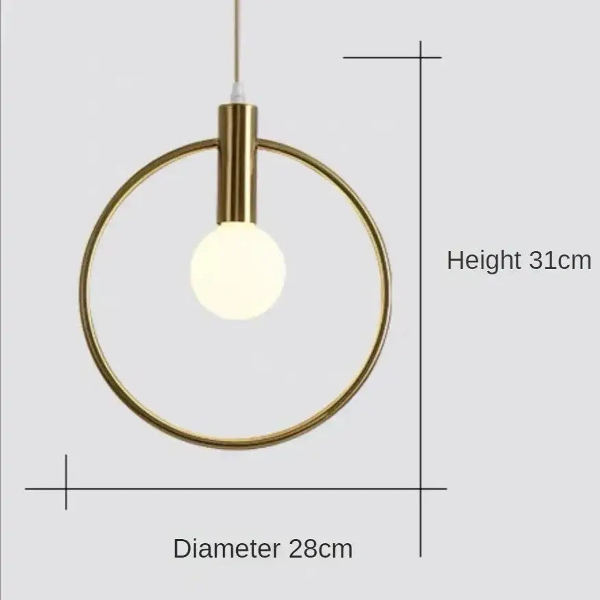 Modern gold ring pendant light with frosted glass for living room