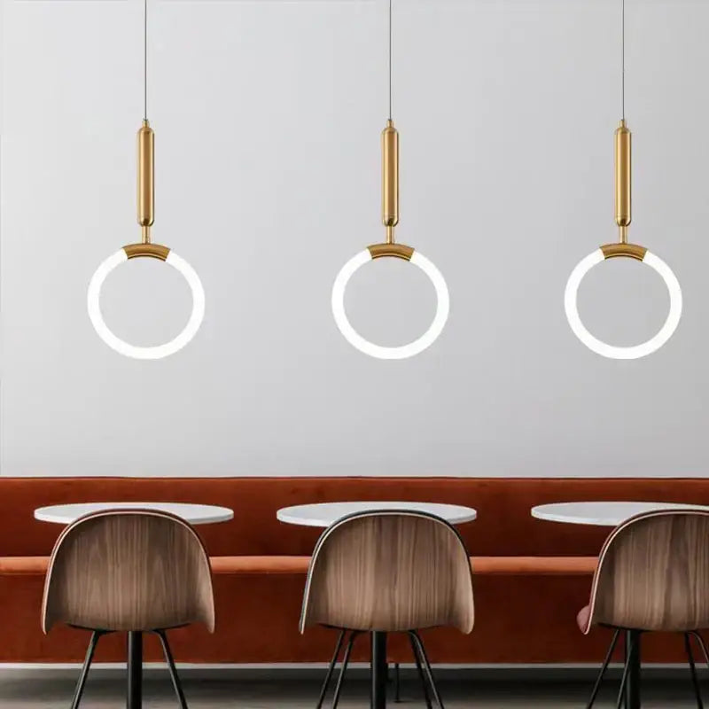 Modern gold ring pendant lights dining room minimalist led fixture