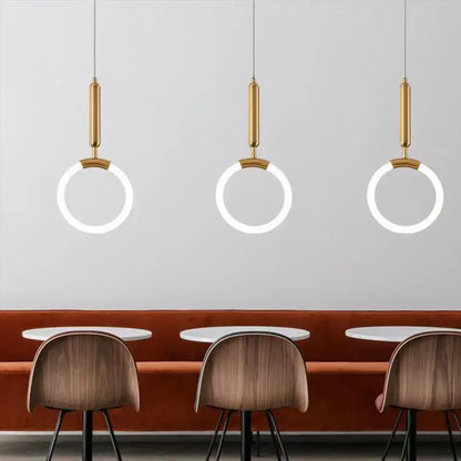 Modern gold ring pendant lights dining room minimalist led fixture