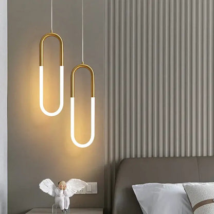 Modern gold ring pendant lights dining room minimalist led fixture