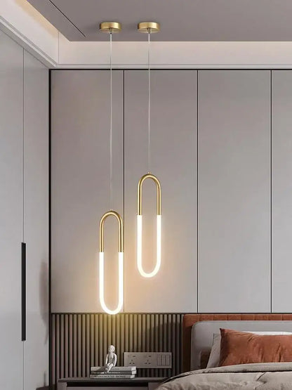 Modern gold ring pendant lights dining room minimalist led fixture