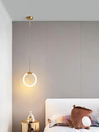 Modern gold ring pendant lights dining room minimalist led fixture