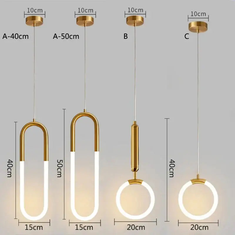 Modern gold ring pendant lights dining room minimalist led fixture