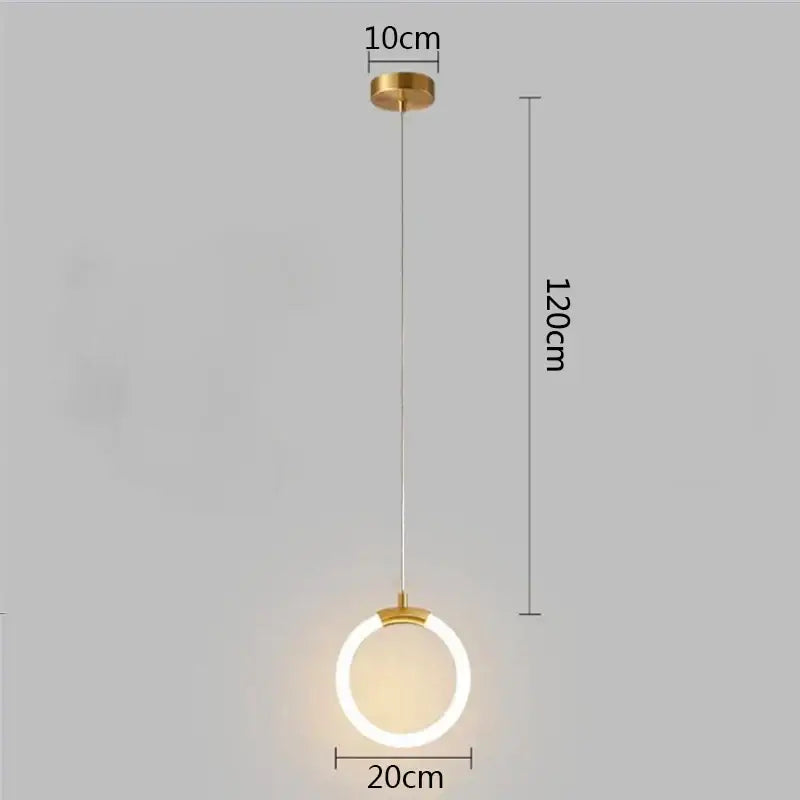 Modern gold ring pendant lights dining room minimalist led fixture