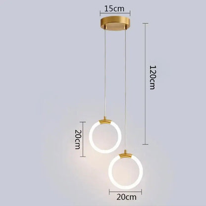 Modern gold ring pendant lights dining room minimalist led fixture