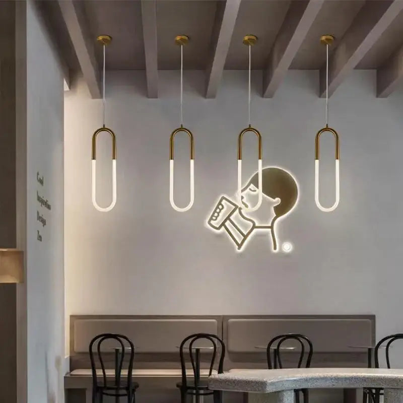 Modern gold ring pendant lights dining room minimalist led fixture