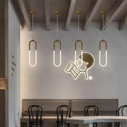 Modern gold ring pendant lights dining room minimalist led fixture