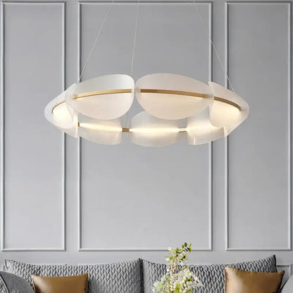 Modern gold ring white acrylic petal pendant light dining room