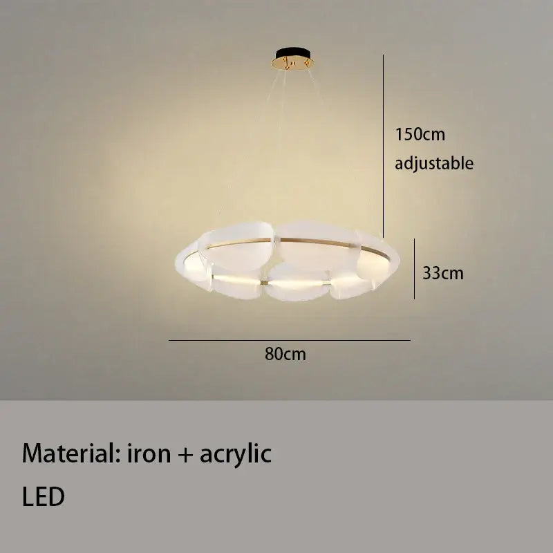 Modern gold ring white acrylic petal pendant light dining room