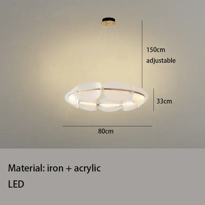 Modern gold ring white acrylic petal pendant light dining room