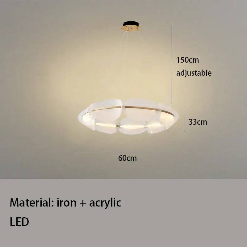 Modern gold ring white acrylic petal pendant light dining room