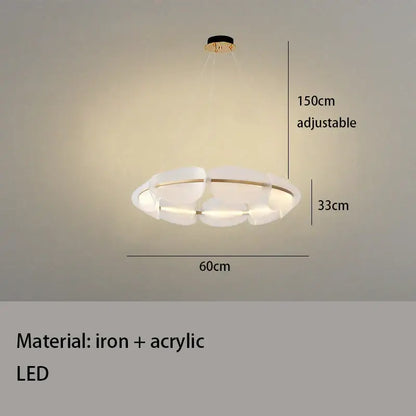 Modern gold ring white acrylic petal pendant light dining room