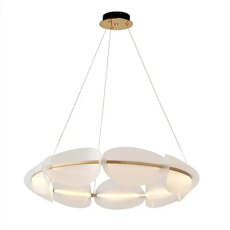 Modern gold ring white acrylic petal pendant light dining room