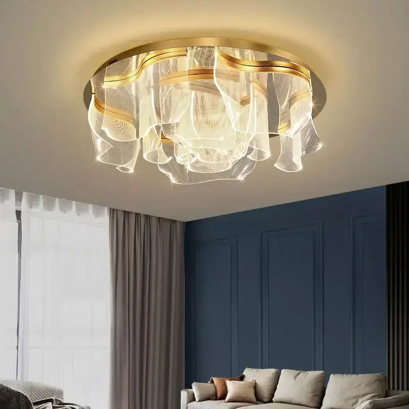 Modern gold ripple led ceiling chandeliers for luxury dining room