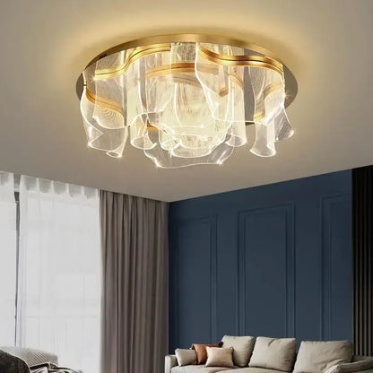Modern gold ripple led ceiling chandeliers for luxury dining room