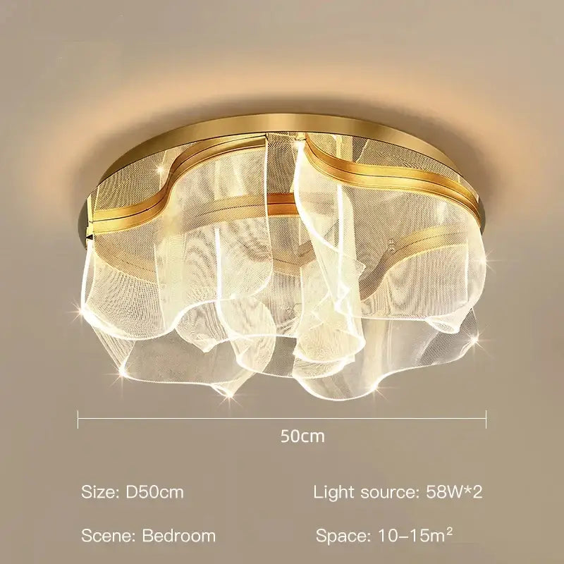 Modern gold ripple led ceiling chandeliers for luxury dining room