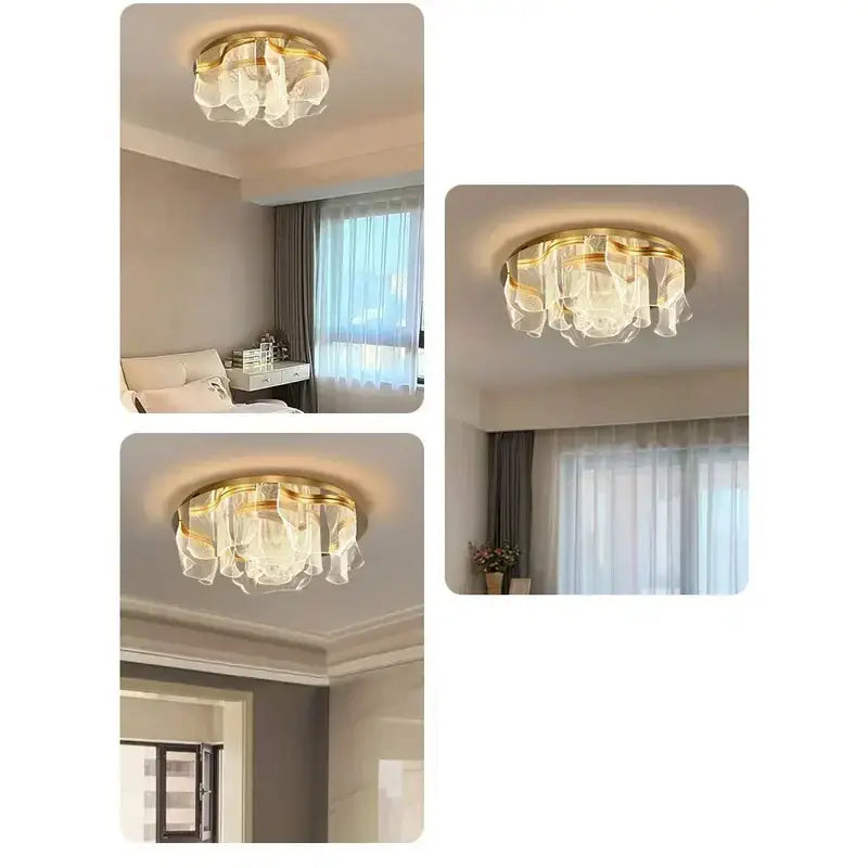 Modern gold ripple led ceiling chandeliers for luxury dining room