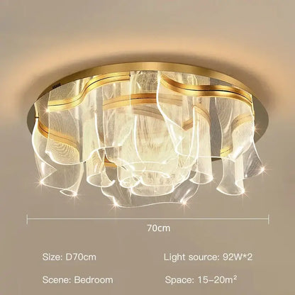Modern gold ripple led ceiling chandeliers for luxury dining room