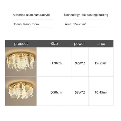 Modern gold ripple led ceiling chandeliers for luxury dining room
