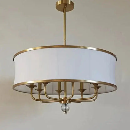 Modern gold rod led chandelier living room with crystal shade