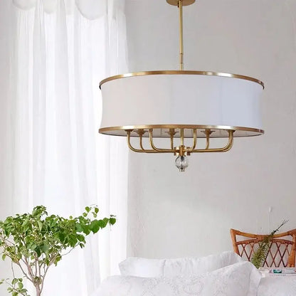 Modern gold rod led chandelier living room with crystal shade