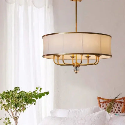 Modern gold rod led chandelier living room with crystal shade