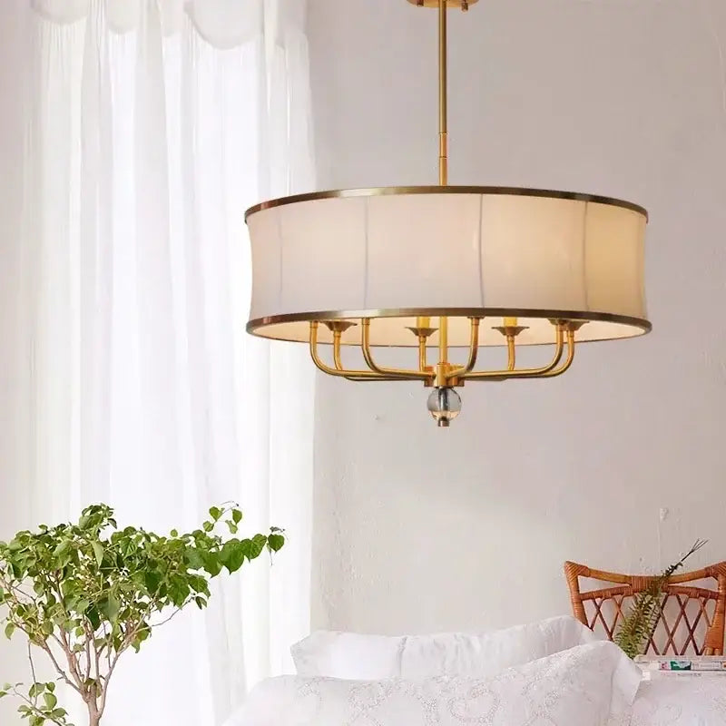 Modern gold rod led chandelier living room with crystal shade
