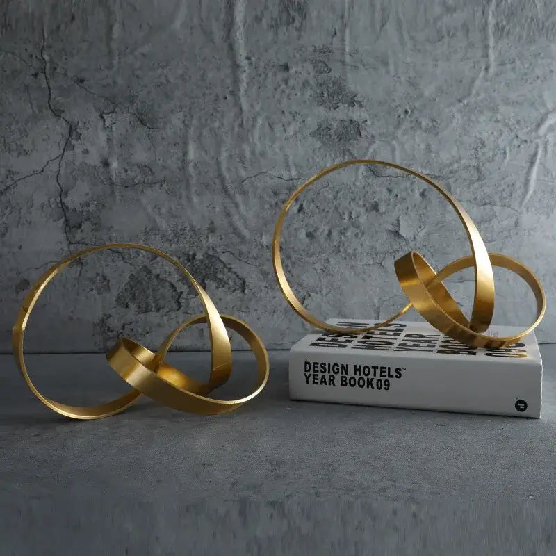 Modern gold rope knot metal sculpture living room home decor