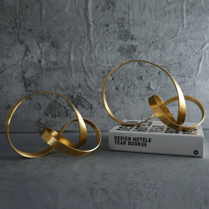 Modern gold rope knot metal sculpture living room home decor
