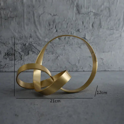 Modern gold rope knot metal sculpture living room home decor