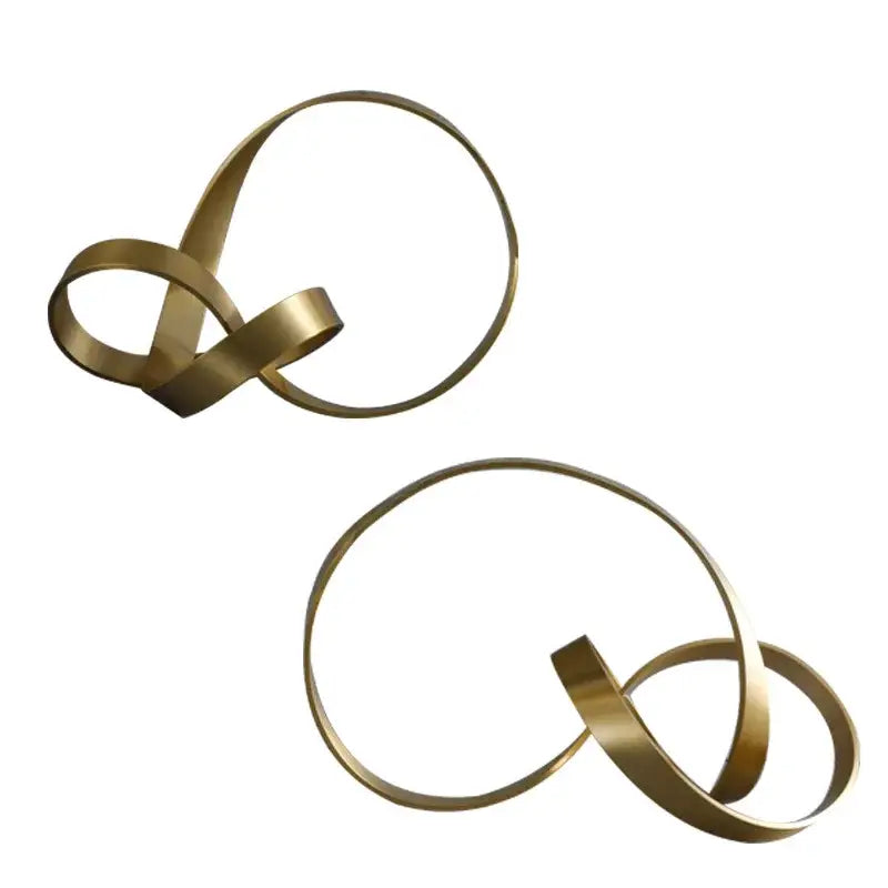 Modern gold rope knot metal sculpture living room home decor