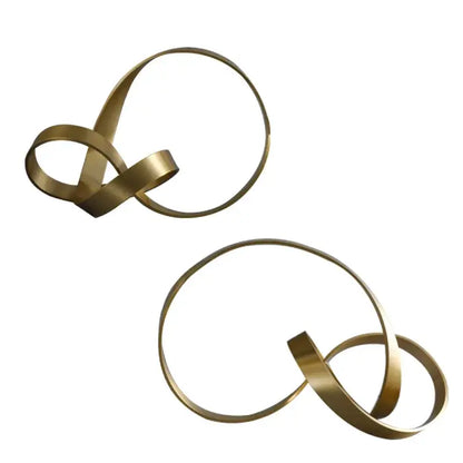 Modern gold rope knot metal sculpture living room home decor