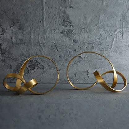 Modern gold rope knot metal sculpture living room home decor