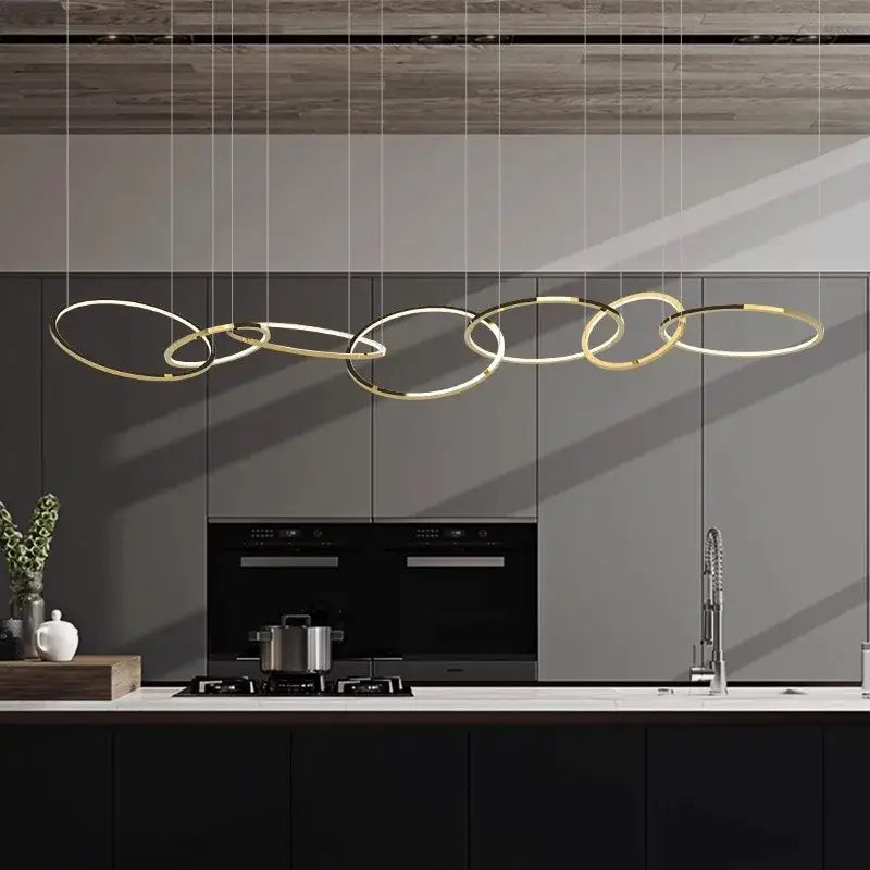 Modern gold round ceiling chandelier dining room pendant light