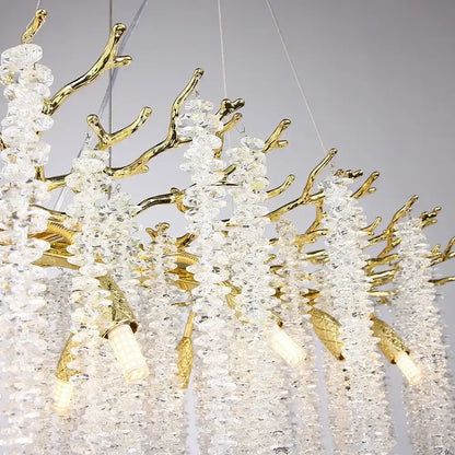Modern gold round crystal branches chandelier dining room light