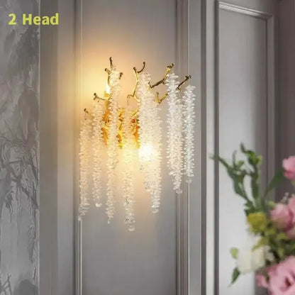 Modern gold round crystal branches chandelier dining room light