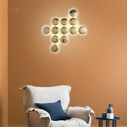 Modern gold round led wall lamps living room minimalist art