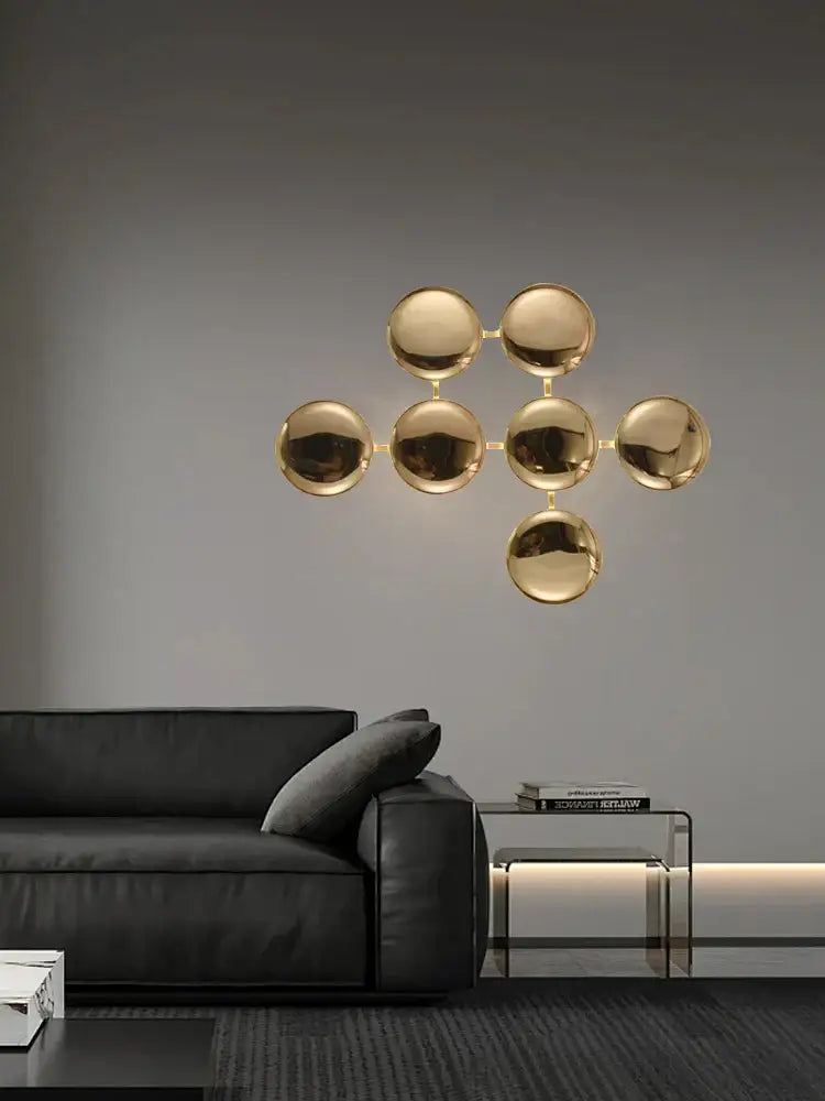 Modern gold round led wall lamps living room minimalist art