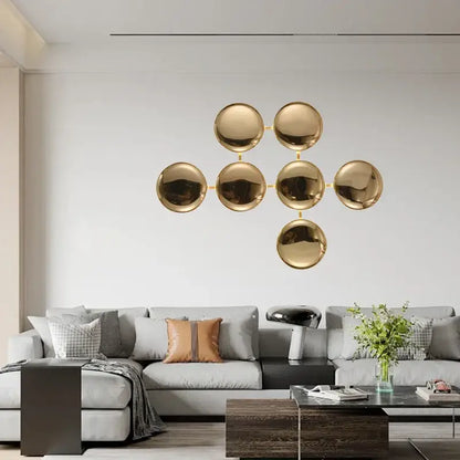 Modern gold round led wall lamps living room minimalist art