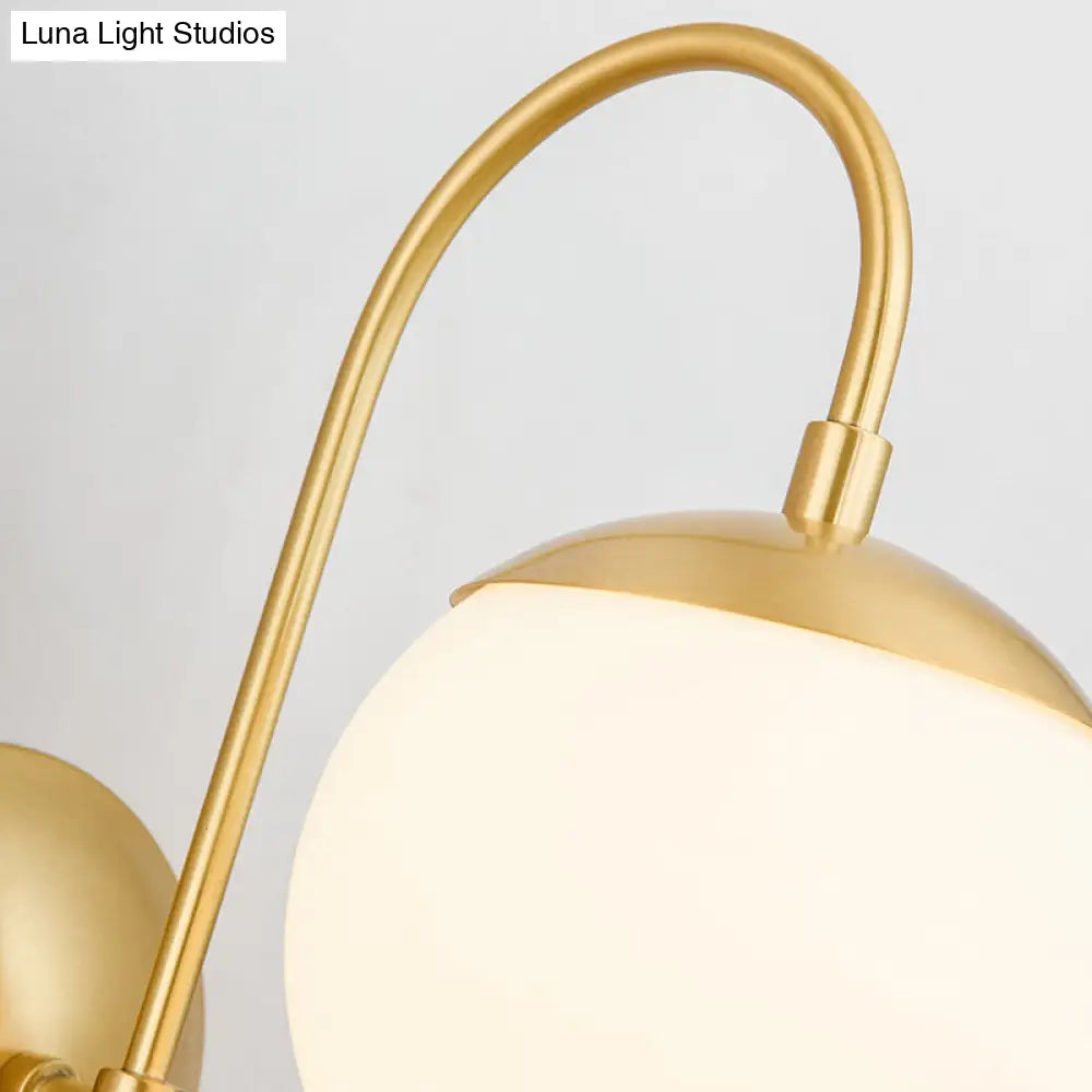 DecorBites™ Modern Gold Round Wall Lamp Sconce with Opal Glass, Gooseneck Arm - Montreal Lighting