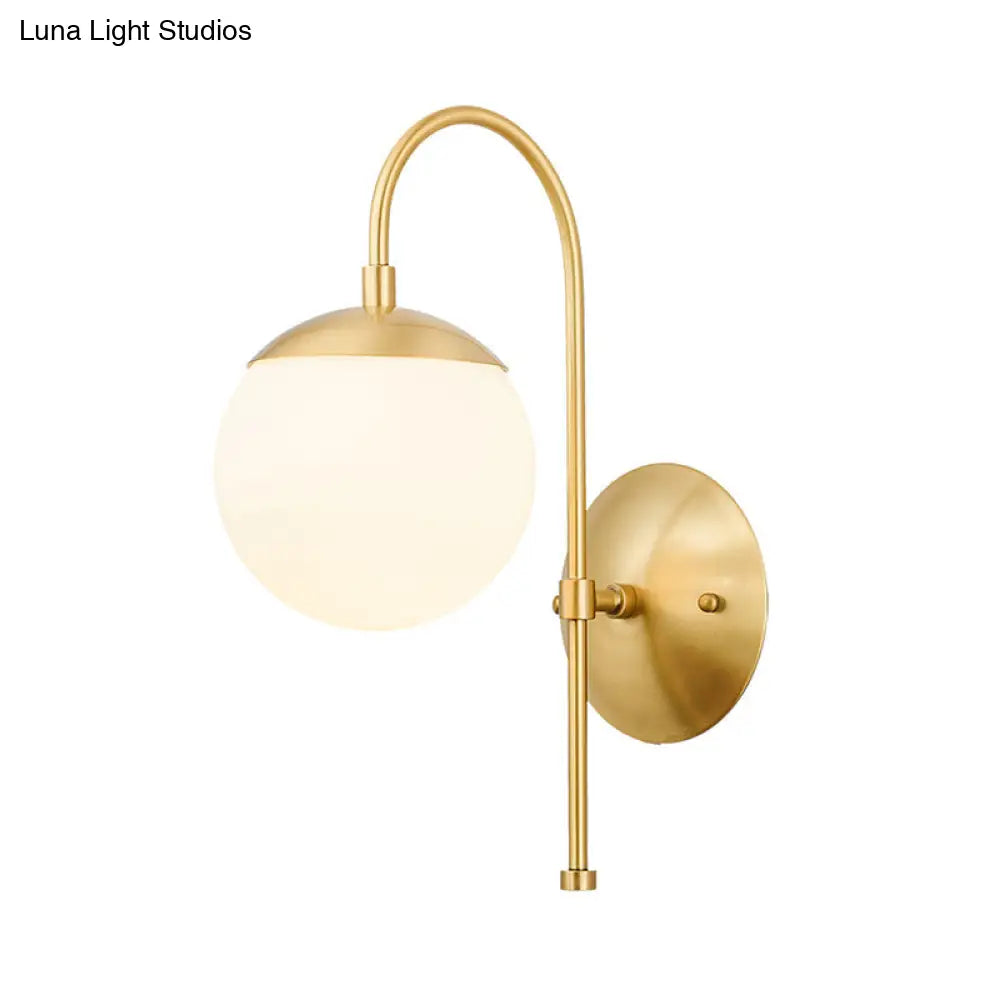 DecorBites™ Modern Gold Round Wall Lamp Sconce with Opal Glass, Gooseneck Arm - Montreal Lighting