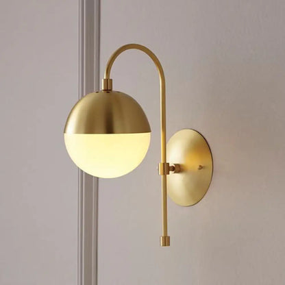 DecorBites™ Modern Gold Round Wall Lamp Sconce with Opal Glass, Gooseneck Arm - Montreal Lighting