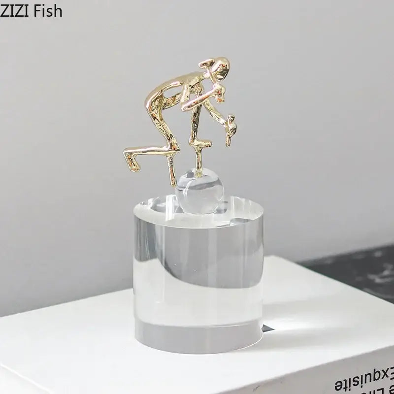 Modern gold runner crystal sculpture abstract statue living room decor