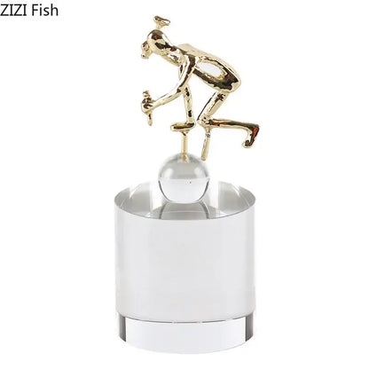 Modern gold runner crystal sculpture abstract statue living room decor