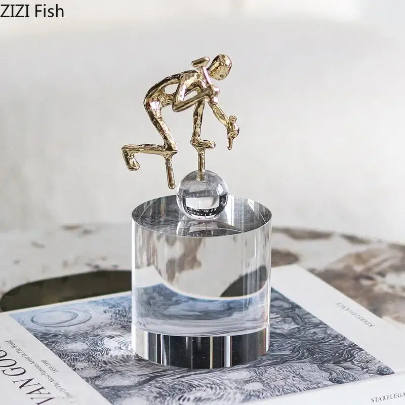 Modern gold runner crystal sculpture abstract statue living room decor