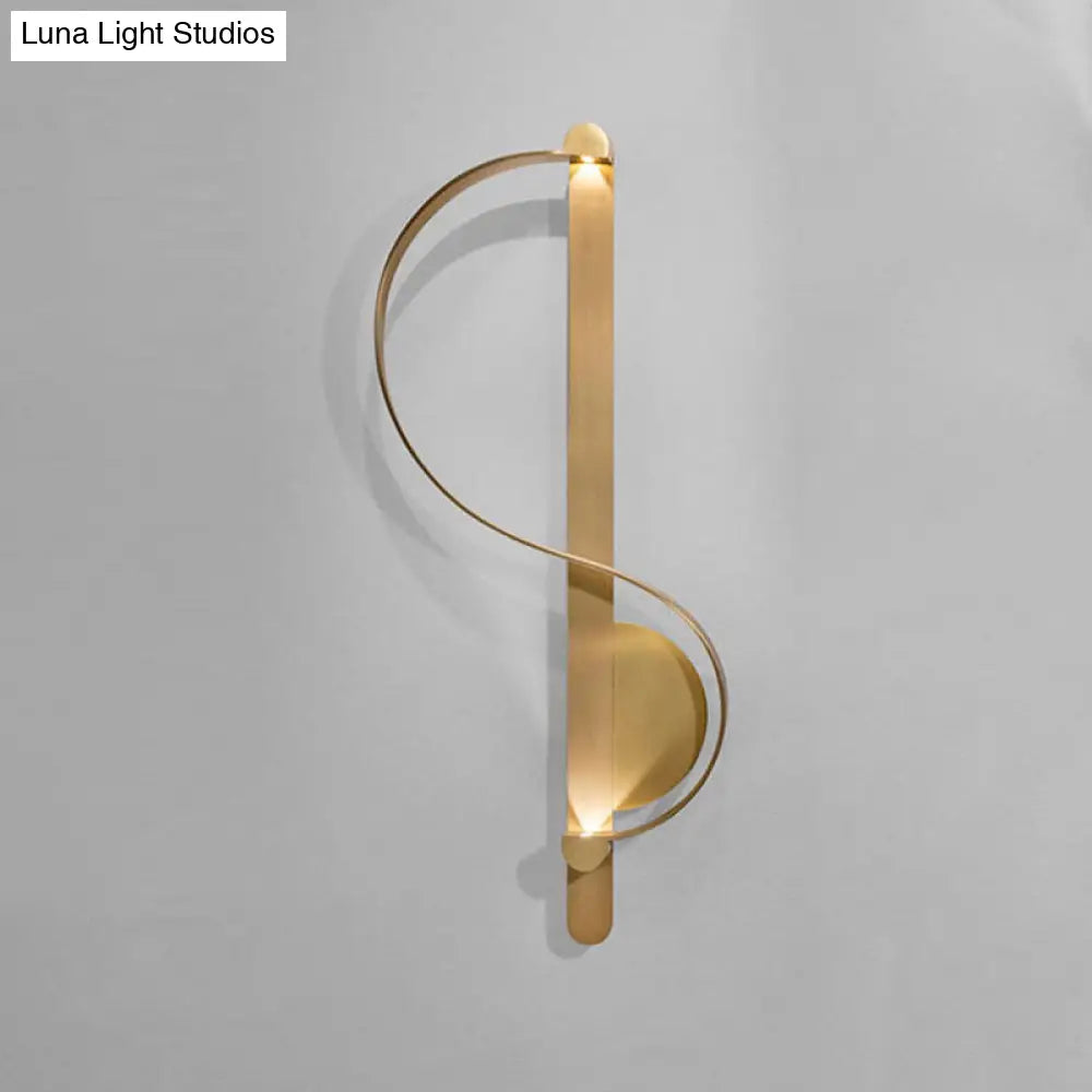 DecorBites™ Modern Gold S-Shape LED Metal Wall Sconce for Corner Mounting