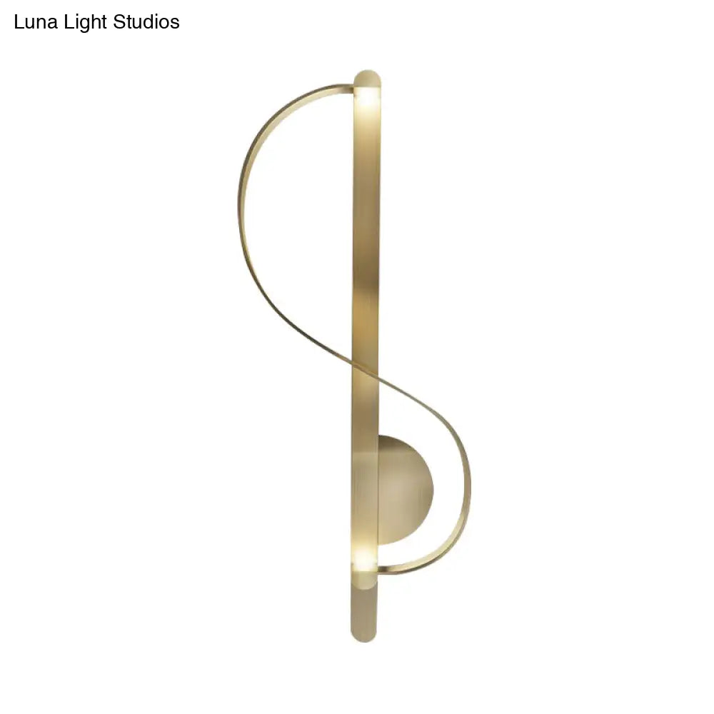 DecorBites™ Modern Gold S-Shape LED Metal Wall Sconce for Corner Mounting