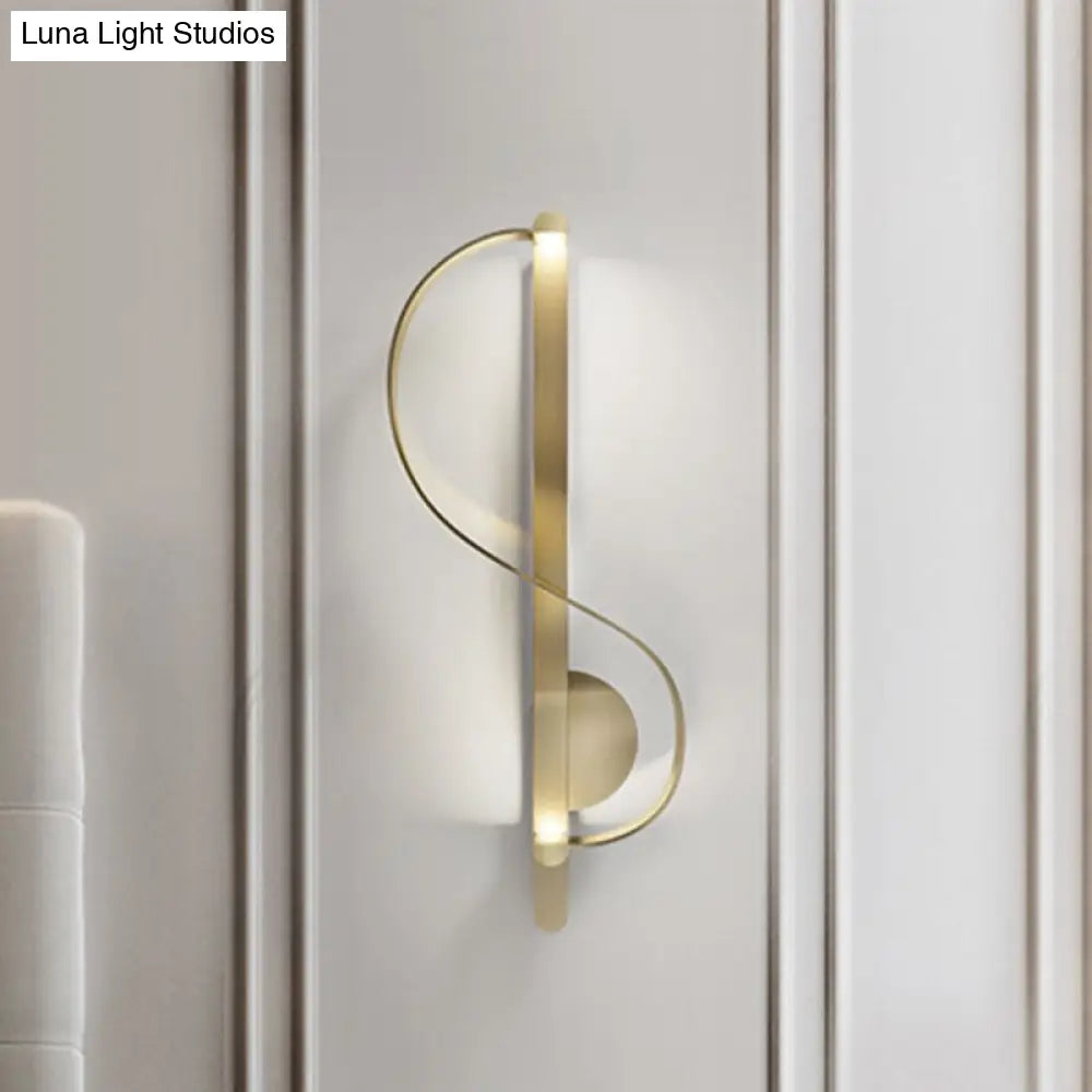 DecorBites™ Modern Gold S-Shape LED Metal Wall Sconce for Corner Mounting