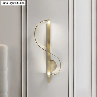 DecorBites™ Modern Gold S-Shape LED Metal Wall Sconce for Corner Mounting