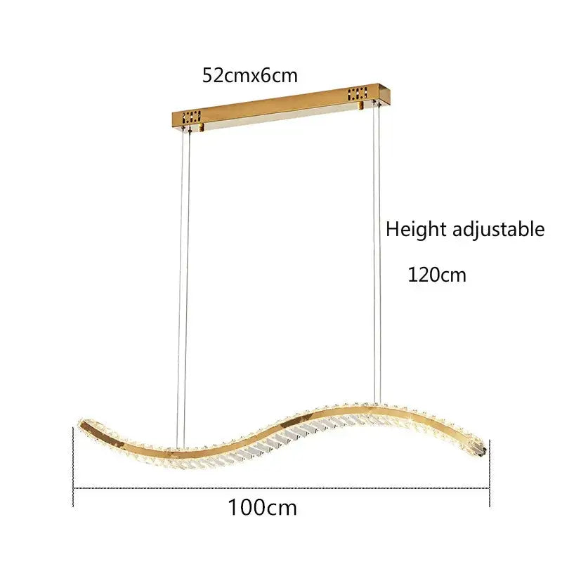 Modern gold s-shaped crystal led pendant dining room light